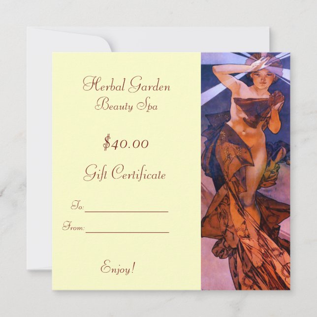 Beauty Spa Gift Certificates (Front)