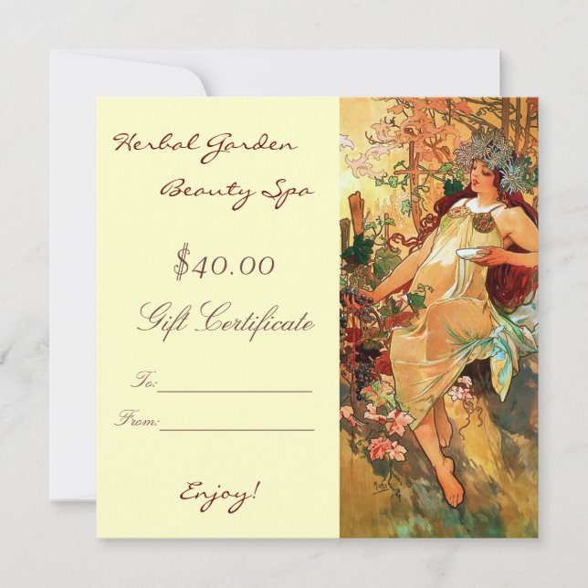 Beauty Spa Gift Certificates (Front)
