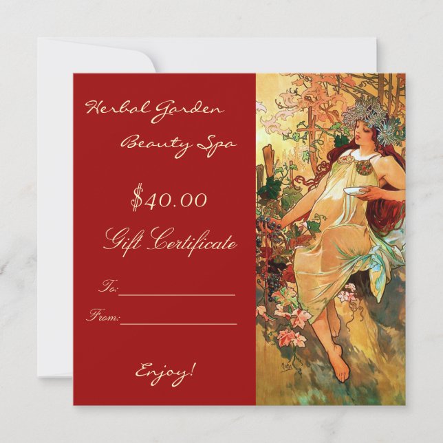 Beauty Spa Gift Certificates (Front)