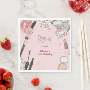Beauty spa girly dusty rose birthday party napkin