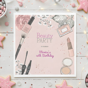 Beauty spa girly dusty rose birthday party napkin