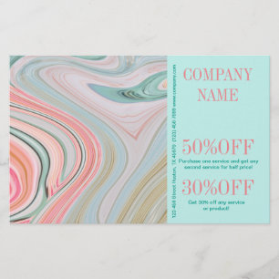 beauty SPA hair nail salon watercolor coral mint Flyer
