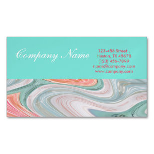 beauty SPA hair nail salon watercolor coral mint Magnetic Business Card