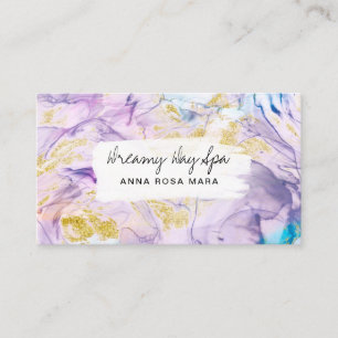*~* Beauty Spa QR Abstract Rainbow Gold Business Card