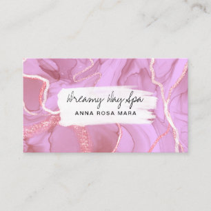 *~* Beauty Spa QR Gold Glitter Marble Pink Business Card