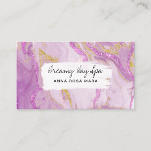 *~* Beauty Spa QR Gold Pink Glitter Marble Business Card