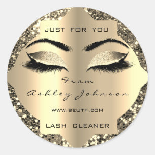 Beauty Sparkl Glitter Champaigne Gold Lash Cleaner Classic Round Sticker