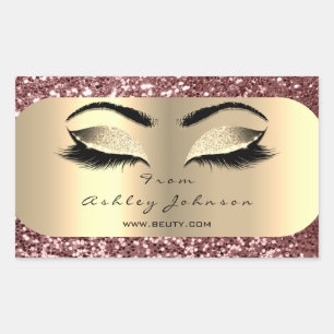 Beauty Sparkly Glitter Rose Gold Lash From Address Rectangular Sticker