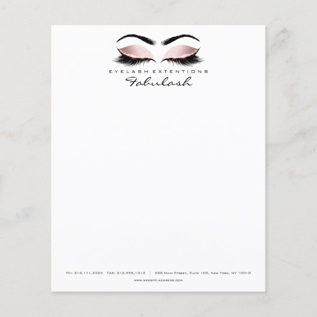 Beauty Studio Lashes Makeup Stylist Pink White Flyer (Front)