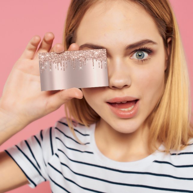Beauty Studio Spa Lash Rose Gold Drips Spark Business Card (Creator Uploaded)
