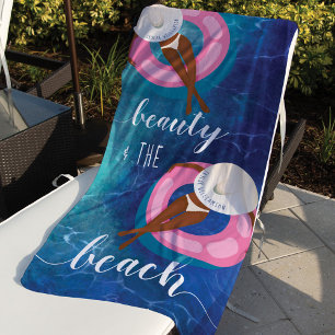 Beauty & The Beach Ocean African Woman on Float Towel