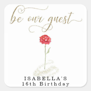Beauty & the Beast Birthday Bridal Wedding Square Sticker