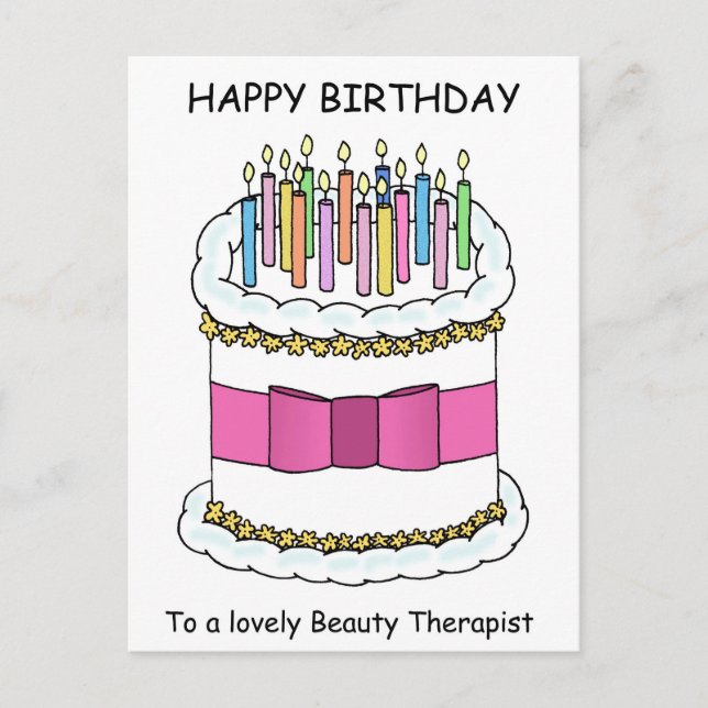 Beauty Therapist Happy Birthday Postcard (Front)