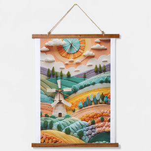 Beauty time for sun, clouds, trees and flowers han hanging tapestry