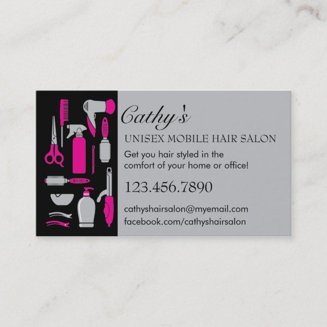 Beauty Tools Mobile Hair Salon Business Card (Front)