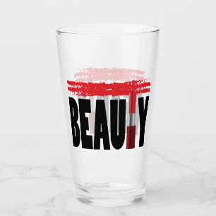 Beauty Typography Lipstick Glass