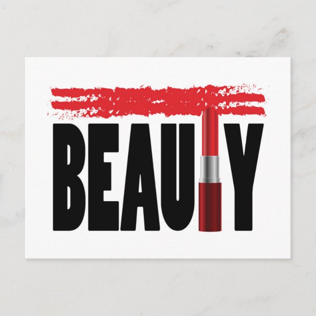 Beauty Typography Lipstick Postcard (Front)