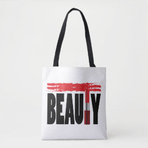 Beauty Typography Lipstick Tote Bag
