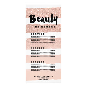 Beauty typography rose stripe gold price list side rack card