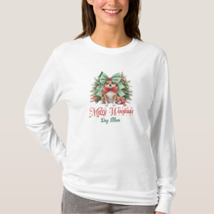 Beauty watercolor Christmas corgi with bow T-Shirt