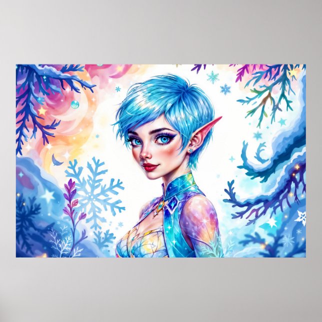 Beauty winter elf enchanted frost queen art poster (Front)