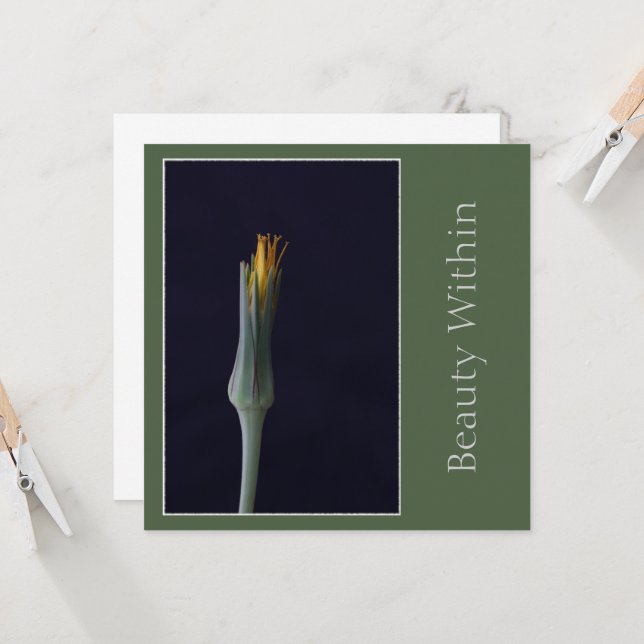 Beauty Within Elegant Floral Yellow Green Tones Card (Front/Back In Situ)