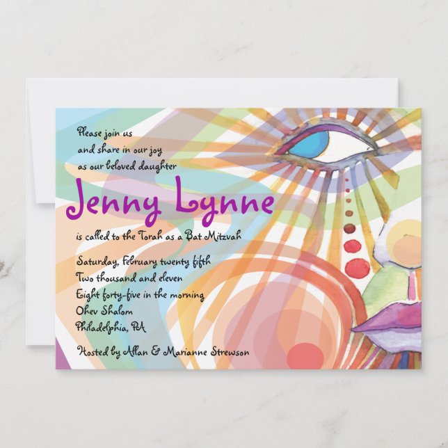 Beauty Within Face Bat Mitzvah Invitation Invite (Front)