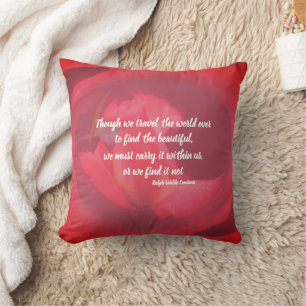 Beauty Within Pink Rose Inspirational Quote  Cushion