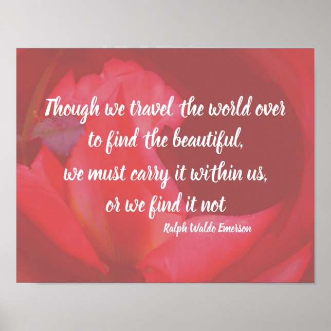 Beauty Within Pink Rose Inspirational Quote Poster (Front)