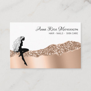 *~* Beauty Woman Rose Gold Long Hair Goddess Business Card