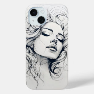 Beauty Woman Sketch iPhone 15 Case