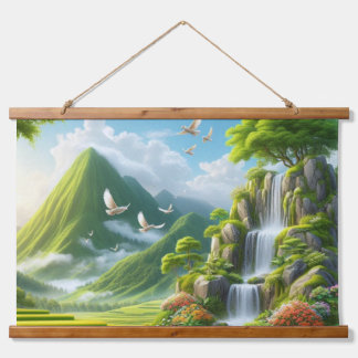 Beautyful rural with waterfall hanging tapestry