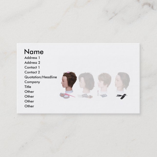 BeautySchoolHeadsLinedUp, Name, Address 1, Addr... Business Card (Front)