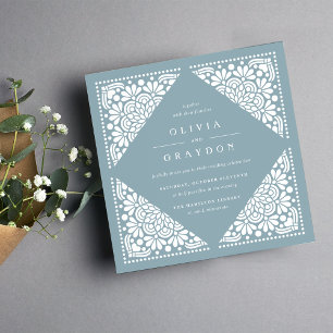 Beaux Arts Square Wedding Invitation Tourmaline