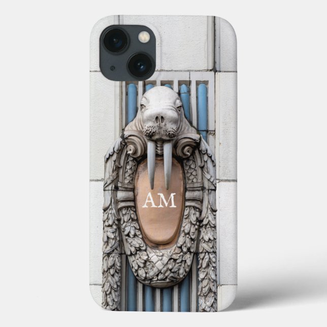 Beaux Arts Walrus Sculpture Custom Monogram Case-Mate iPhone Case (Back)