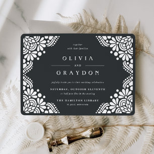 Beaux Arts Wedding Invitation   Charcoal