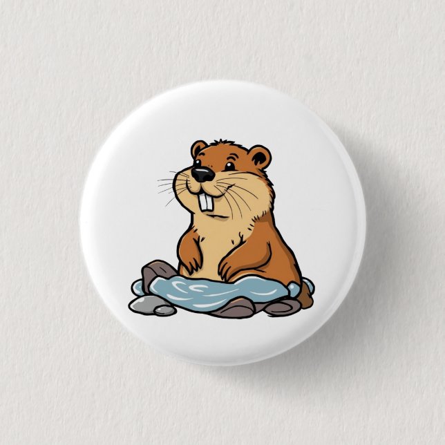 Beaver 3 Cm Round Badge (Front)