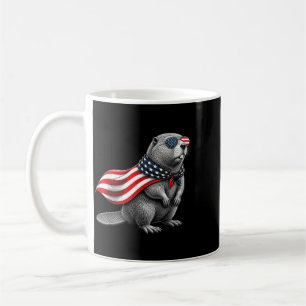 Beaver 4th Of July Us Aamerican Flag Patriotic Coffee Mug