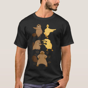 Beaver And Duck Fusion Dance Anime Funny T-Shirt