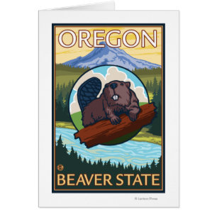 Beaver and Mount Hood Scene Vintage Travel