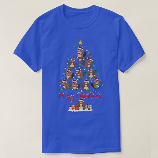 Beaver Animal Lover Matching Santa Beaver Christma T-Shirt (Design Front)