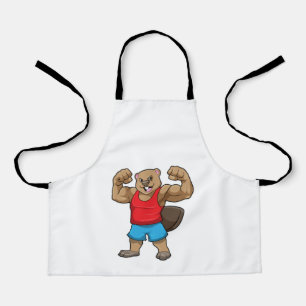 Beaver as Bodybuilder with big Upper arms Apron