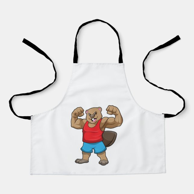 Beaver as Bodybuilder with big Upper arms Apron (Front)