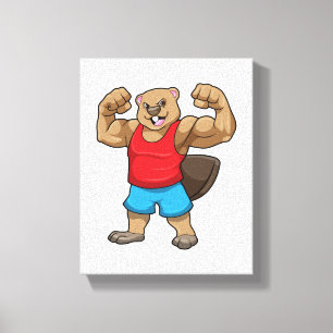 Beaver as Bodybuilder with big Upper arms Canvas Print