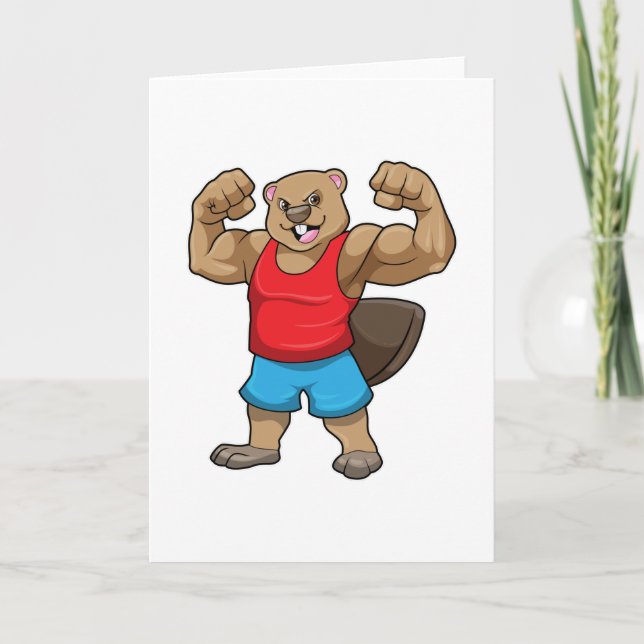 Beaver as Bodybuilder with big Upper arms Card (Front)