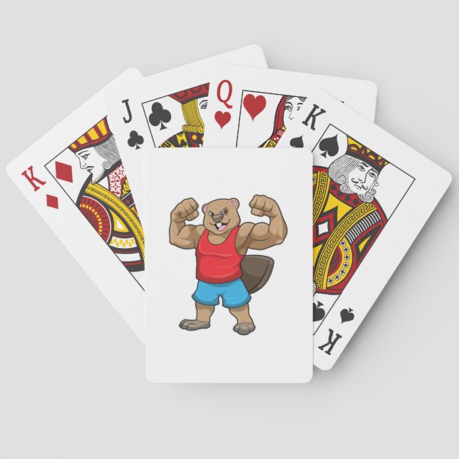 Beaver as Bodybuilder with big Upper arms Playing Cards (Back)
