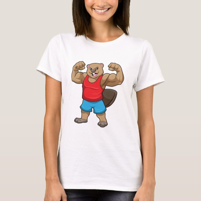 Beaver as Bodybuilder with big Upper arms T-Shirt (Front)