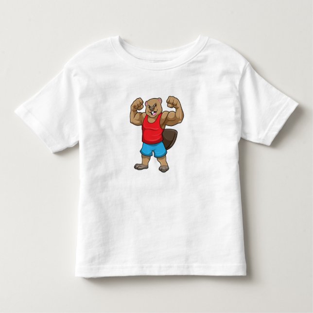 Beaver as Bodybuilder with big Upper arms Toddler T-Shirt (Front)