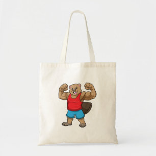Beaver as Bodybuilder with big Upper arms Tote Bag