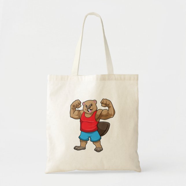 Beaver as Bodybuilder with big Upper arms Tote Bag (Front)